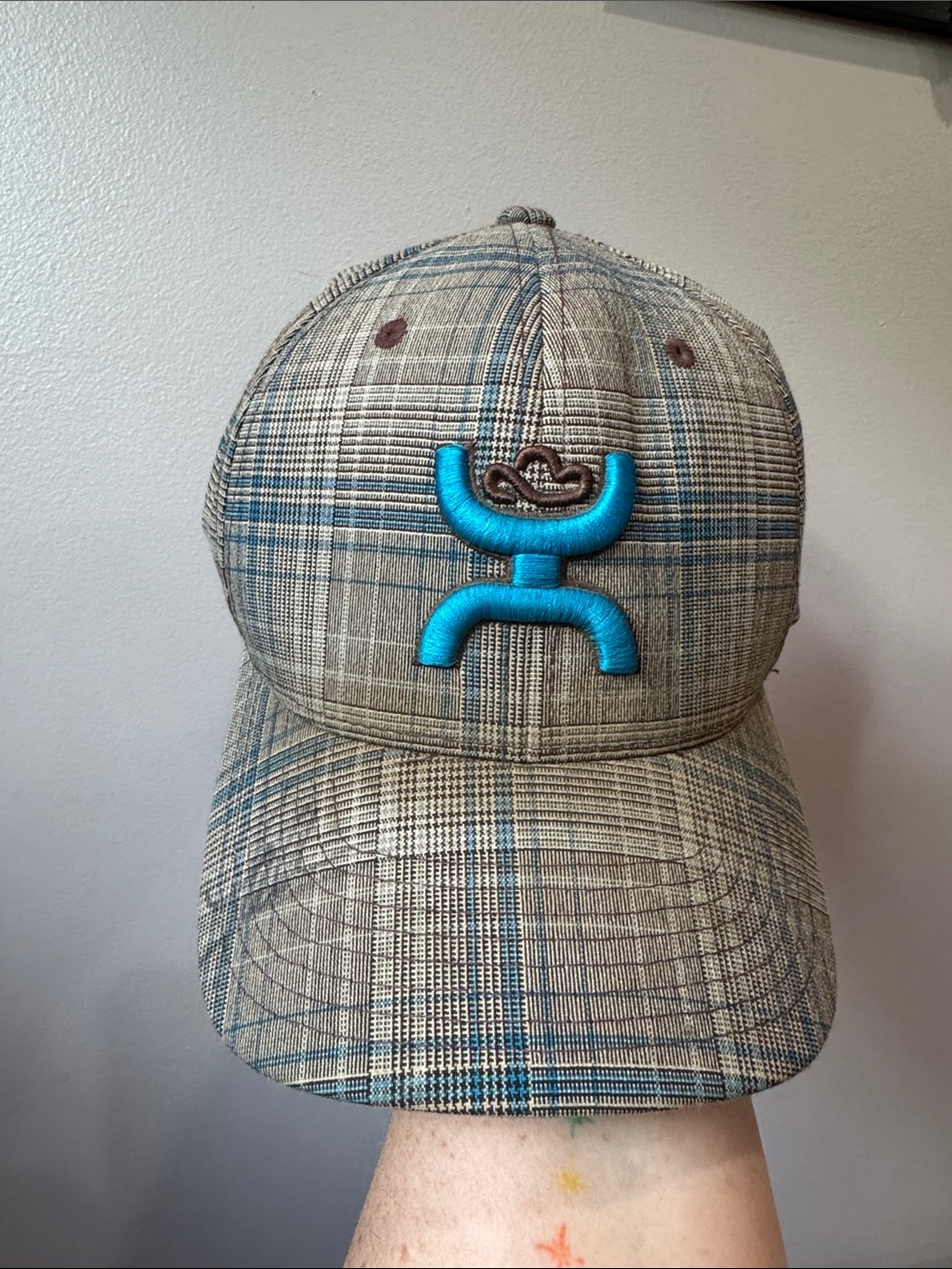 Hooey Plaid Cap with Teal Script Logo